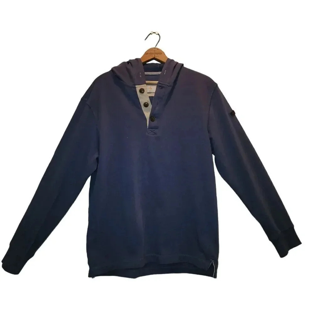 Hawk & Co Outfitters Hoodie Shirt Mens Size Medium Slate Blue Cotton Pullover